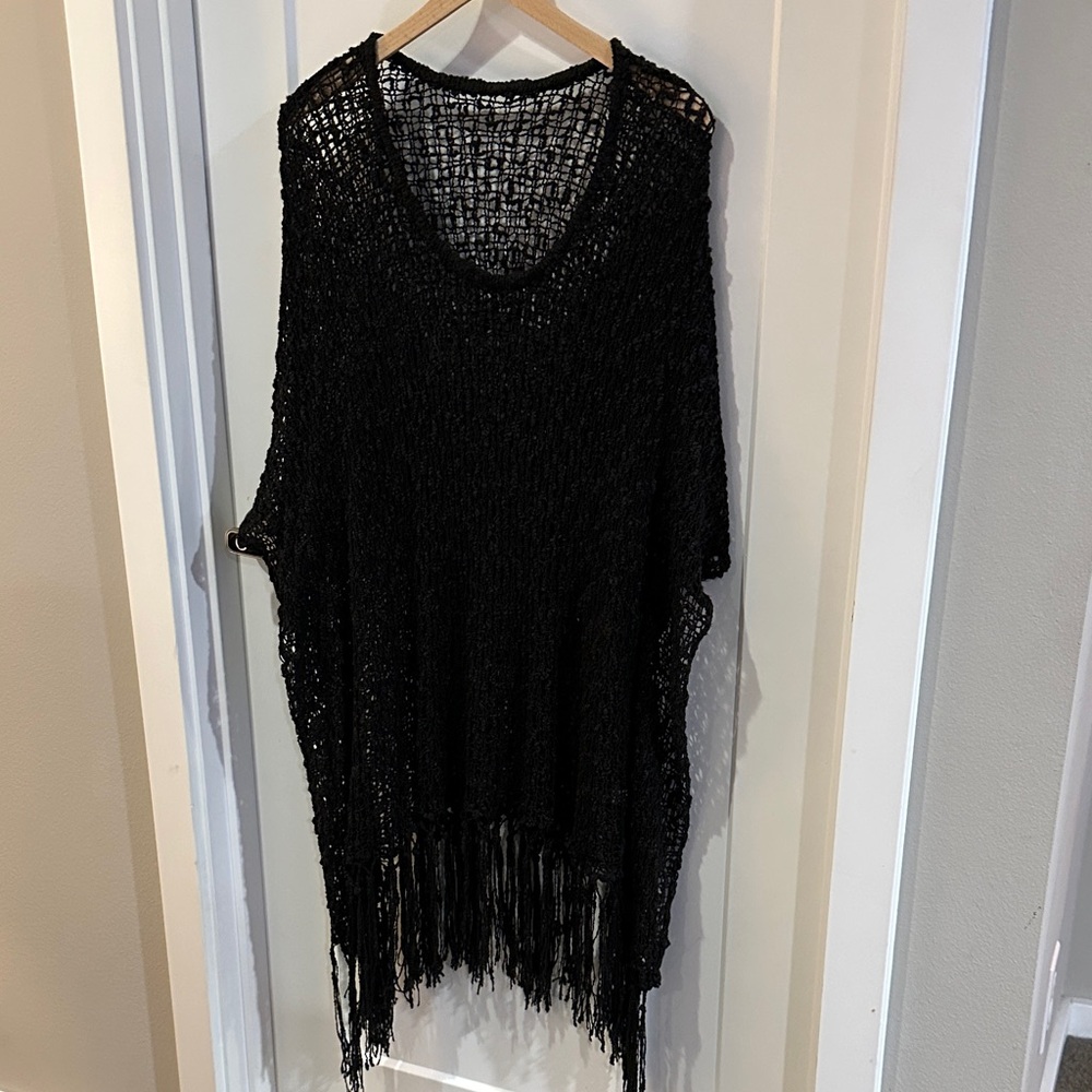 Black Fringe Knit Sweater